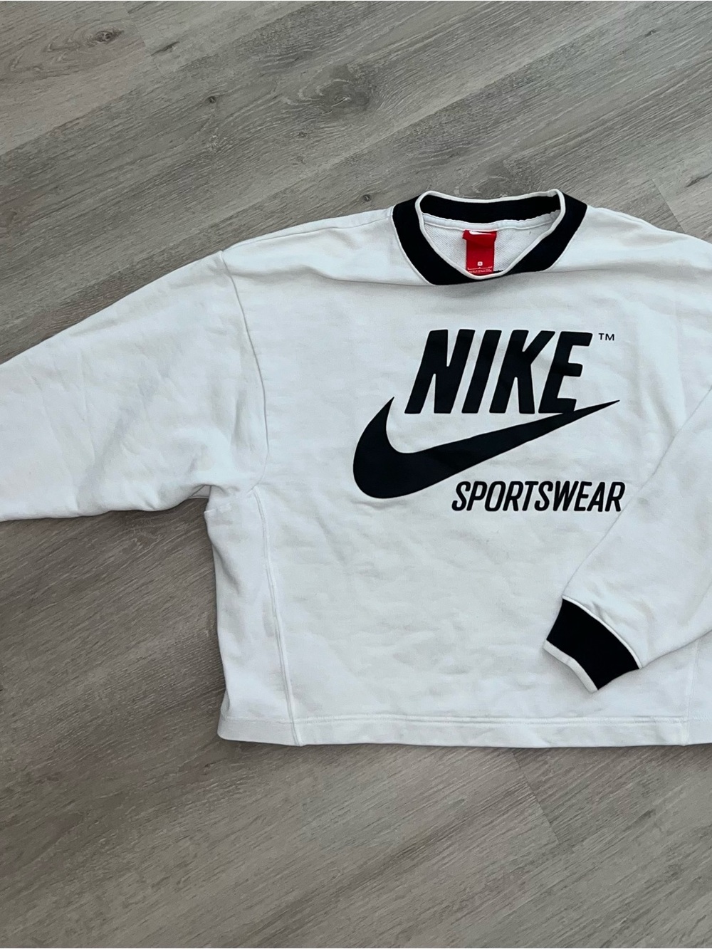 Nike White Crewneck Sweater with Black Logo